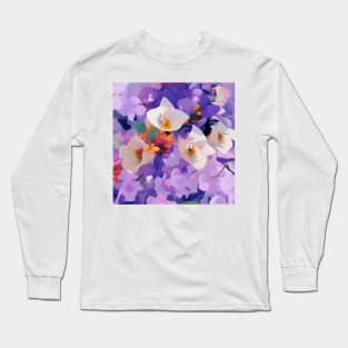 White Blossoms over Lilacs Long Sleeve T-Shirt
